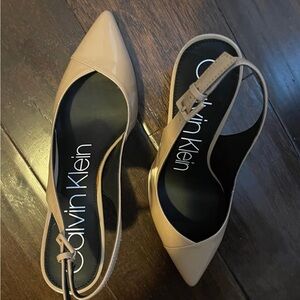 Calvin Klein Nude Slingback Heels